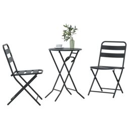 Berkfield Home 3 Piece Folding Bistro Set Anthracite Steel - thumbnail 3