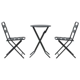 Berkfield Home 3 Piece Folding Bistro Set Anthracite Steel - thumbnail 7
