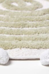 Homescapes Spiral Bath Mat 100% Cotton with Pom Pom Edges in Green - thumbnail 3