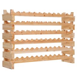 HOMCOM 72 Bottle Shelf Wine Rack Holder Standing Holds Storage Pine Wood Cellar in Light Brown - Size: Small - thumbnail 2