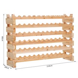 HOMCOM 72 Bottle Shelf Wine Rack Holder Standing Holds Storage Pine Wood Cellar in Light Brown - Size: Small - thumbnail 3