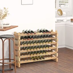 HOMCOM 72 Bottle Shelf Wine Rack Holder Standing Holds Storage Pine Wood Cellar in Light Brown - Size: Small - thumbnail 4