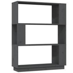 Berkfield Home Beautiful Book Cabinet/Room Divider Grey 80x25x101 cm Solid Wood Pine - Size: 80 x 25 x 101 cm - thumbnail 3