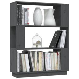 Berkfield Home Beautiful Book Cabinet/Room Divider Grey 80x25x101 cm Solid Wood Pine - Size: 80 x 25 x 101 cm - thumbnail 4