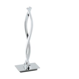 Loops Table Lamp Chrome Shade White Plastic In Line Switch Bulb LED 2x5W Included