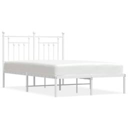 Berkfield Home Metal Bed Frame with Headboard White 120x190 cm Small Double - thumbnail 3