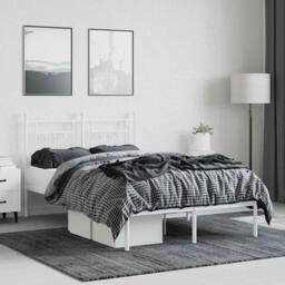 Berkfield Home Metal Bed Frame with Headboard White 120x190 cm Small Double - thumbnail 4