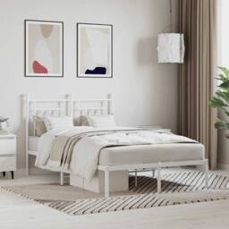 Berkfield Home Metal Bed Frame with Headboard White 120x190 cm Small Double - thumbnail 2
