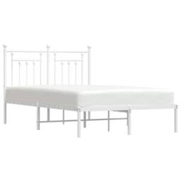 Berkfield Home Metal Bed Frame with Headboard White 120x190 cm Small Double - thumbnail 5