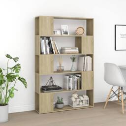 Berkfield Home Classic Book Cabinet Room Divider Sonoma Oak 100x24x155 cm Engine in Brown - Size: 100 x 24 x 155 cm - thumbnail 5