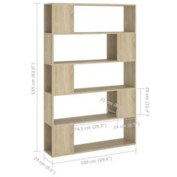 Berkfield Home Classic Book Cabinet Room Divider Sonoma Oak 100x24x155 cm Engine in Brown - Size: 100 x 24 x 155 cm - thumbnail 7