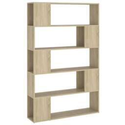 Berkfield Home Classic Book Cabinet Room Divider Sonoma Oak 100x24x155 cm Engine in Brown - Size: 100 x 24 x 155 cm - thumbnail 3