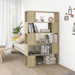 Berkfield Home Classic Book Cabinet Room Divider Sonoma Oak 100x24x155 cm Engine in Brown - Size: 100 x 24 x 155 cm - thumbnail 2