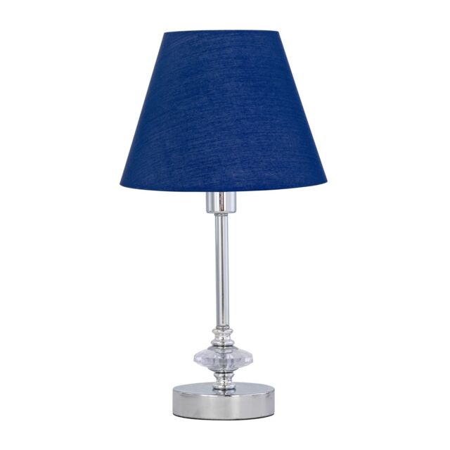 First Choice Lighting Chrome Jewelled Table Lamp with Navy Blue Shade in Silver - image 1