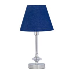 First Choice Lighting Chrome Jewelled Table Lamp with Navy Blue Shade in Silver - thumbnail 1