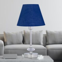 First Choice Lighting Chrome Jewelled Table Lamp with Navy Blue Shade in Silver - thumbnail 2