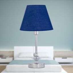 First Choice Lighting Chrome Jewelled Table Lamp with Navy Blue Shade in Silver - thumbnail 3