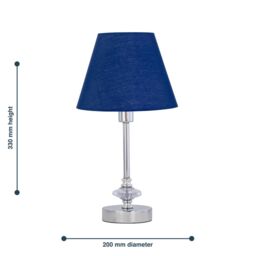 First Choice Lighting Chrome Jewelled Table Lamp with Navy Blue Shade in Silver - thumbnail 4