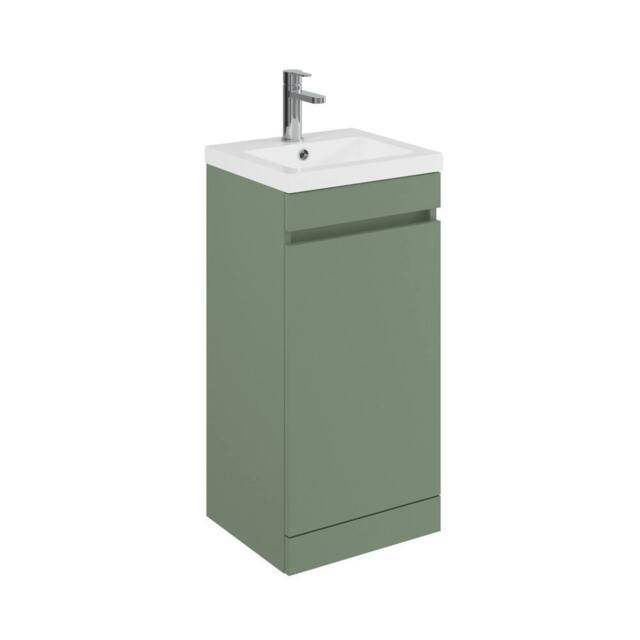 Balterley 400mm Floor Standing 1 Door Unit with Polymarble Basin - Green - image 1