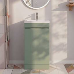 Balterley 400mm Floor Standing 1 Door Unit with Polymarble Basin - Green - thumbnail 2