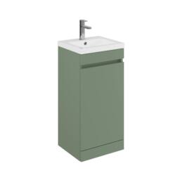 Balterley 400mm Floor Standing 1 Door Unit with Polymarble Basin - Green