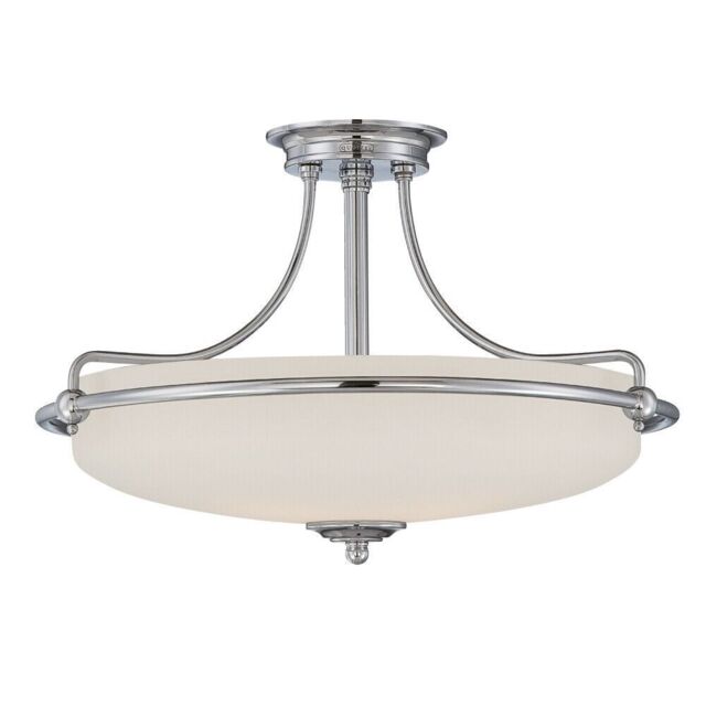 Loops 1 Bulb Semi Flush Uplighter Etched Glass Shade Antique Nickel LED E27 100W in Metallics