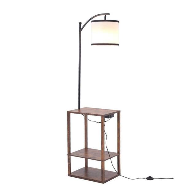 Kelvenix 59in Floor Lamp with Shelf Side Table in Brown - image 1