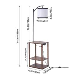 Kelvenix 59in Floor Lamp with Shelf Side Table in Brown - thumbnail 2