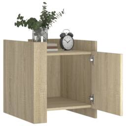 Berkfield Home Bedside Cabinet Sonoma Oak 45x50x50 cm Engineered Wood in Light Oak - Size: 45 x 50 x 50 cm - thumbnail 3