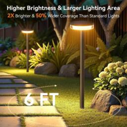 VOGREX 4PCS Solar Pathway Lights Outdoor Waterproof Path Lawn in Black - thumbnail 4