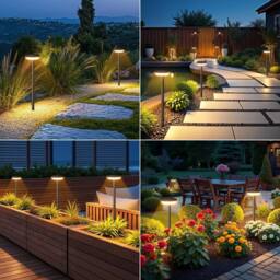 VOGREX 4PCS Solar Pathway Lights Outdoor Waterproof Path Lawn in Black - thumbnail 3