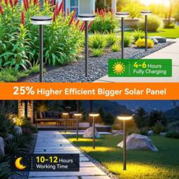 VOGREX 4PCS Solar Pathway Lights Outdoor Waterproof Path Lawn in Black - thumbnail 2
