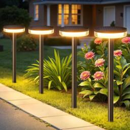 VOGREX 4PCS Solar Pathway Lights Outdoor Waterproof Path Lawn in Black - thumbnail 1