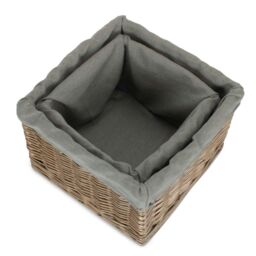 Red Hamper Set of 2 Square Antique Wash Lined Storage Basket in Grey - thumbnail 2