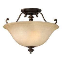 Netlighting Dunhill 2 Light Semi Flush Ceiling Light Royal Bronze E27 in Brown - thumbnail 1