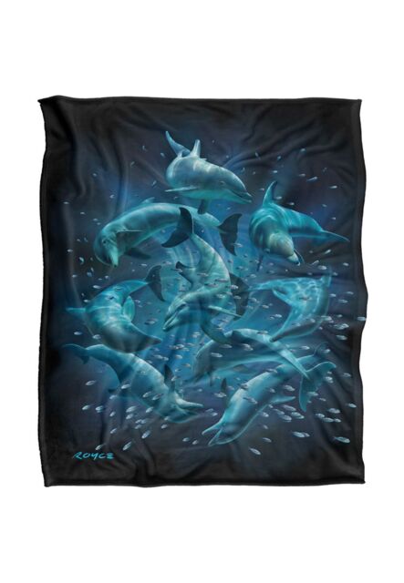 JQ Licensing Royce Mcclure Dolphin Twister Dark Water Silky Touch Super Soft Throw Blanket 152 X 127 cm in White - image 1