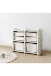 Living and Home Kids Storage Cabinet for Toys Clothes Books, Plastic Organizer in Grey - thumbnail 3