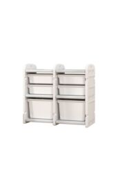 Living and Home Kids Storage Cabinet for Toys Clothes Books, Plastic Organizer in Grey - thumbnail 4