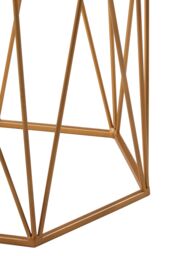 Orsina Marble Top Hexagonal Side Table, Gold Geometric Metal Frame With White Marble, Statement Modern Accent Table - thumbnail 5