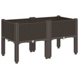 Berkfield Home Garden Planter with Legs Brown 80x40x42 cm PP - Size: 80 x 40 x 42 cm - thumbnail 2