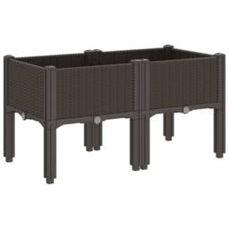 Berkfield Home Garden Planter with Legs Brown 80x40x42 cm PP - Size: 80 x 40 x 42 cm - thumbnail 5