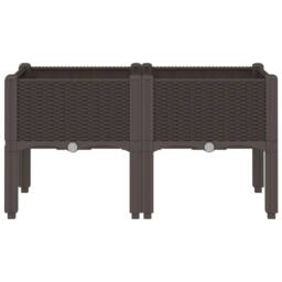 Berkfield Home Garden Planter with Legs Brown 80x40x42 cm PP - Size: 80 x 40 x 42 cm - thumbnail 3