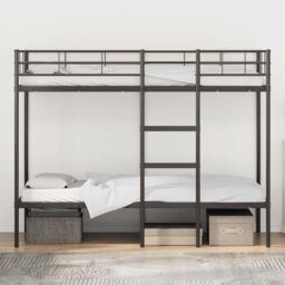 Berkfield Home Bunk Bed without Mattress Black 80x200 cm Steel - thumbnail 3
