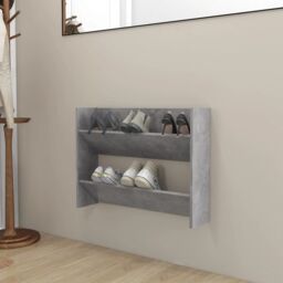 Berkfield Home Wall Shoe Cabinet Concrete Grey 80x18x60 cm Engineered Wood - Size: 80 x 18 x 60 cm