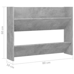Berkfield Home Wall Shoe Cabinet Concrete Grey 80x18x60 cm Engineered Wood - Size: 80 x 18 x 60 cm - thumbnail 6