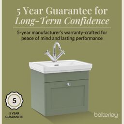 Balterley Bathroom Wall Hung 1-Drawer Vanity Unit & Fireclay Basin, Green, 500mm in Green - thumbnail 6