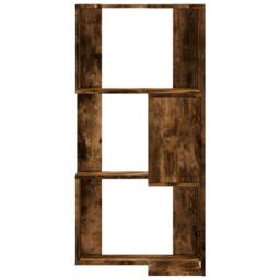 Berkfield Home Elegant Corner Bookcase 3-Tier Smoked Oak 50x50x102 cm Engineered Wood in Brown - Size: 50 x 50 x 102 cm - thumbnail 4