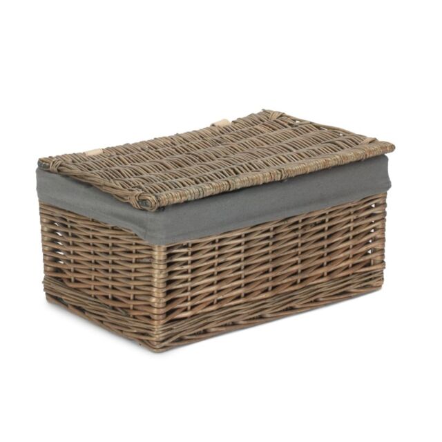 Red Hamper Antique Wash Cotton Lined Storage Basket in Brown - image 1