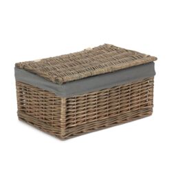 Red Hamper Antique Wash Cotton Lined Storage Basket in Brown - thumbnail 3
