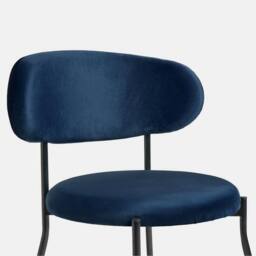 OHS Matte Velvet Accent Dining Chair Padded Seat with Metal Legs in Navy - thumbnail 4